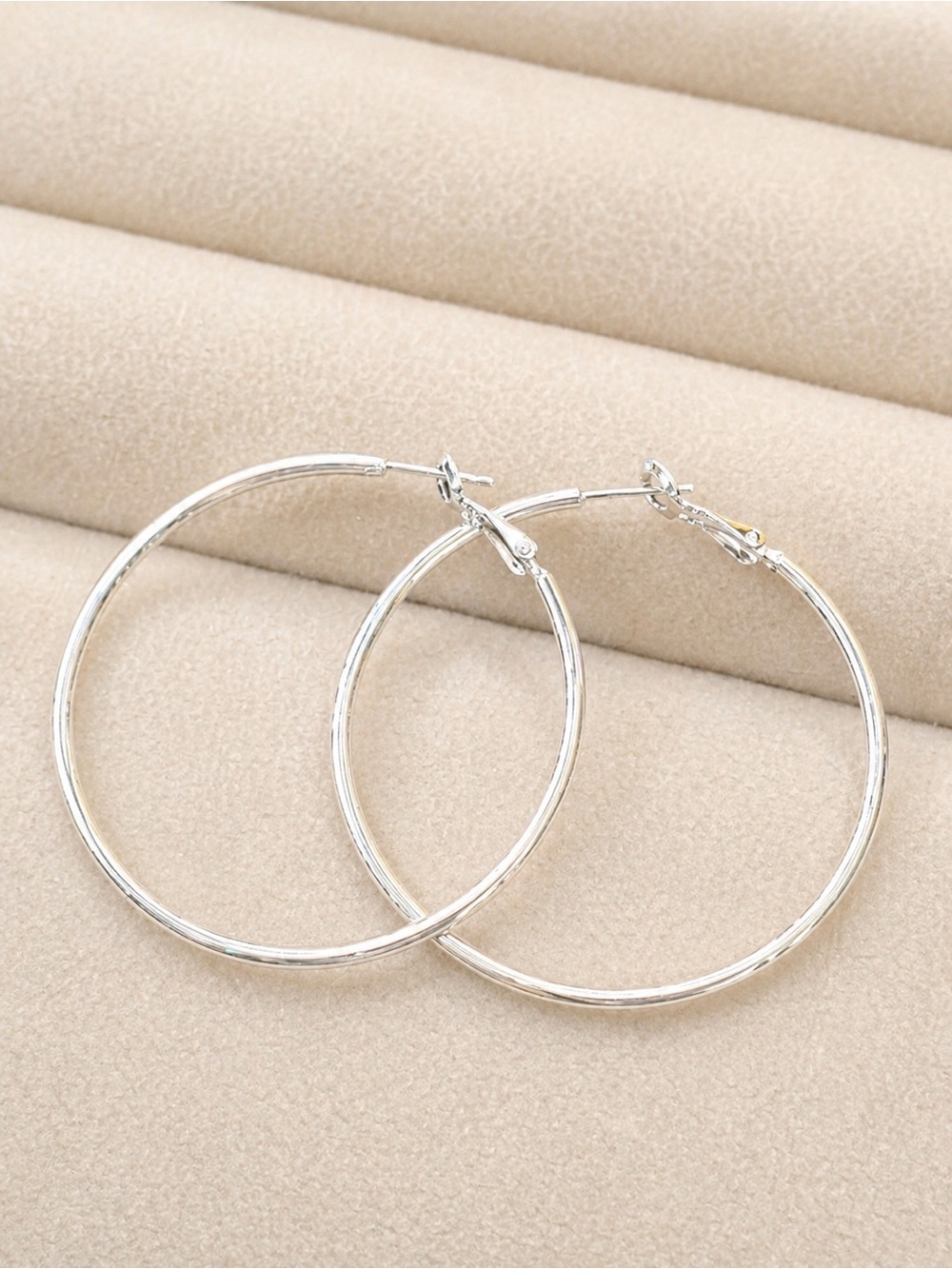 Sterling Silver Hoop Earrings - Women Jewelry 50/60 mm - Picture 10 of 13